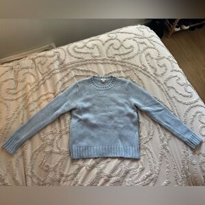 J. Crew Blue Merino Wool Blend Knit Sweater | Medium
